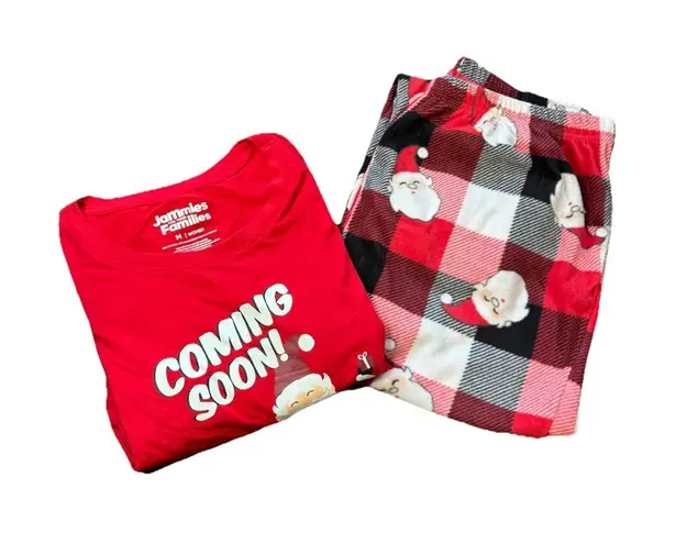 Womens Red Santa Claus Coming Soon Christmas Holiday Pajamas Sleep Set Size M Size M