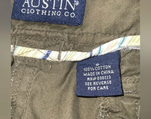 Austin Clothing Co Army Green Olive Modest Cotton Chino Shorts Pockets Size 8