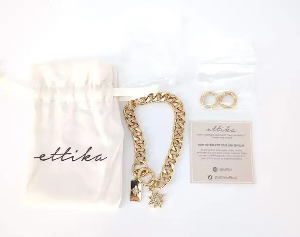 Ettika x Curateur New Starry Charms 18K Gold Plated Chain Link Bracelet - New