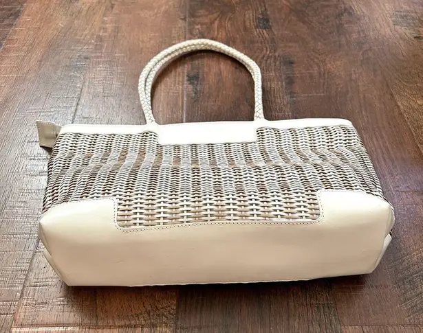 FALOR white/beige basketweave leather bag, made in Italy