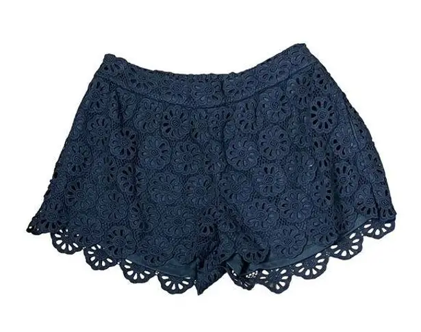 THML Crochet Lace Floral Shorts Pull On Navy Blue 100% Cotton Women Size Medium