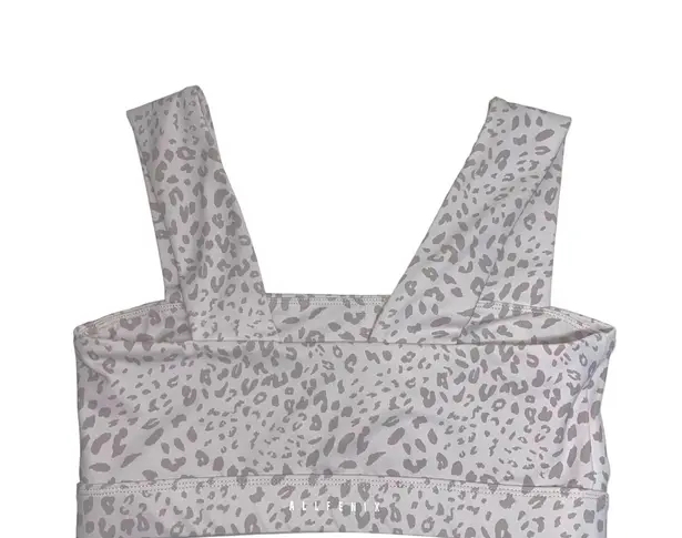 All Fenix Cream & Gray Cheetah Print Wide Strap Sports Bra Size M