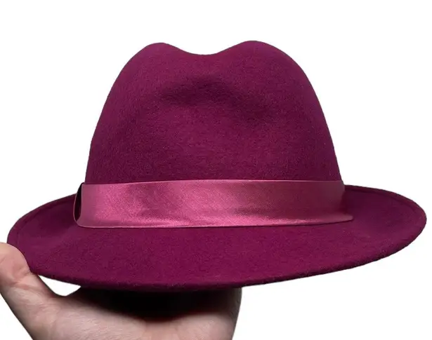 New York And Company Wool Felt Hat Purple Magenta Ribbon
