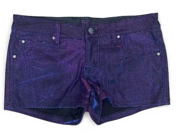 Tripp NYC RARE MICRO MINI SHORTS TWO TONED PURPLE/BLUE SIZE 28/7 Womens Rave