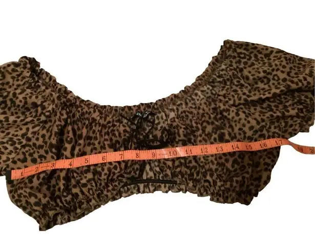 SheIn Ruffle Leopard Print Crop Top Sexy Beach Coastal Low Cut