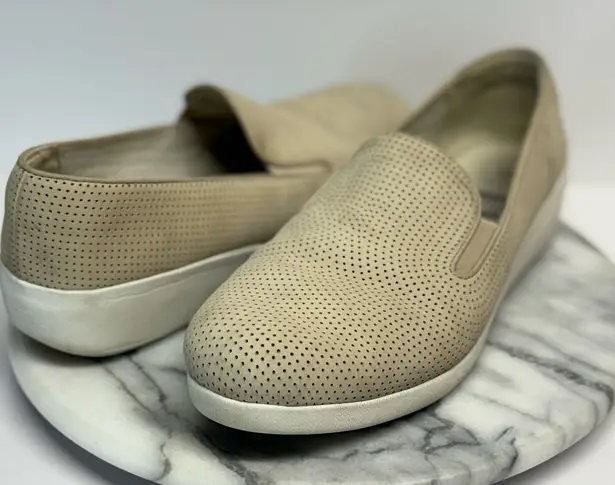 FitFlop Fit Flops Shoes Woman's 9 Tan F-Pop Skate Perforated Nubuck Leather Comfort