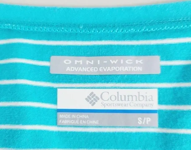 Columbia  Womens PFG Omni-Wick Blue & White Striped Short Sleeve T-Shirt Small