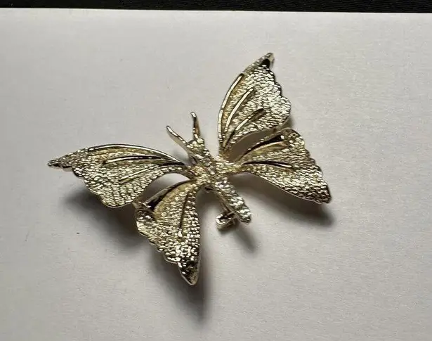 Vintage Rhinestone Butterfly Insect Signed Gerry’s Gold Tone Brooch Pin