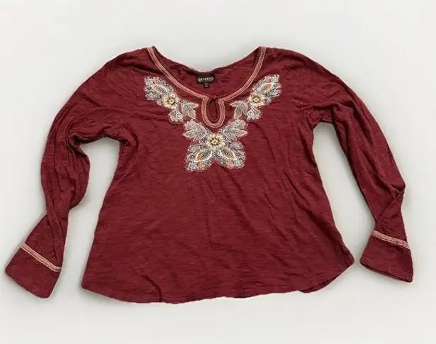 Shyanne Blouse Top Long Sleeve Peasant Boho Western Cowgirl Embroidered Rodeo XL