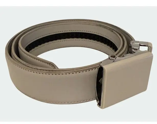 Falari Automatic Ratchet Belt Size Medium Adjustable Buckle Gray Leather Strap