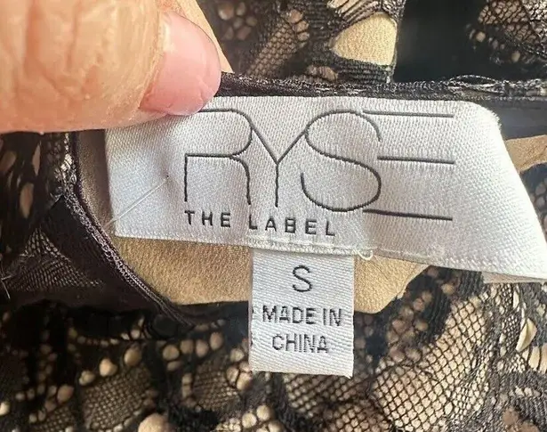 RYSE The Label Samson Nude Black Lace Dress Mesh Long Sleeve Bodycon Formal