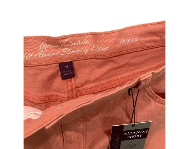 Gloria Vanderbilt Size 16  Peach Punch Amanda Short Womens New Jean