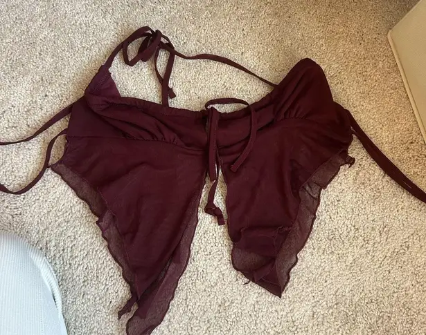 Edikted  Burgundy Strapless Blouse - Image 2