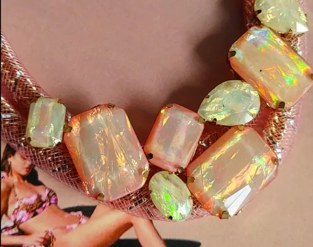 Unique Iridescent Pink Shimmer Necklace / Earrings