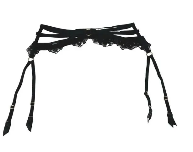 Aubade Women's Black Lace Sheer Corset Garter Belt Waist Cincher Lingerie Size S