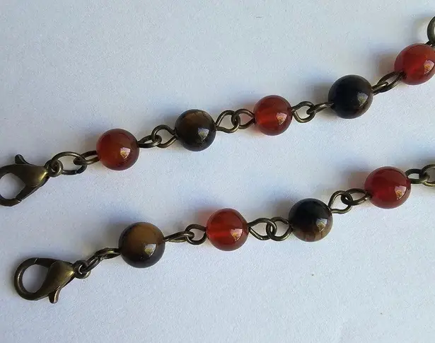 Dark brown suede brown beads glasses chain