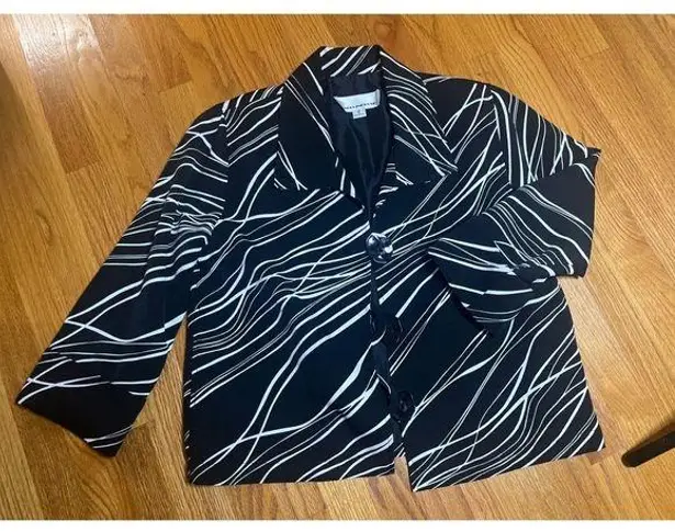 Carol Rose Vtg 90s Caroline Rose Blazer Jacket Abstract Print Big Button Front Small