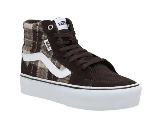 Vans  Brown Filmore Plaid Houndstooth Platform High Top Womens Sneakers Size 7.5