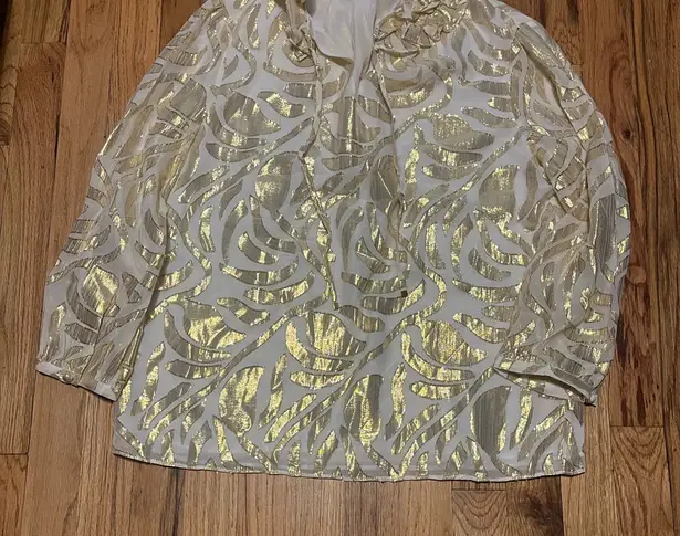 Alex Marie Gold Metallic Silk Blouse Size S