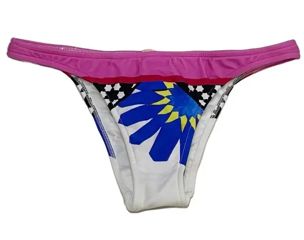 NEW Salinas L Runway Cheeky Bikini Bottoms MultiColor PalmTrees Birds Swim Beach Blue Size L