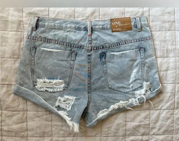 One Teaspoon RARE Revolve X  Light Wash Hawks Cheetah Distressed Denim Shorts -30