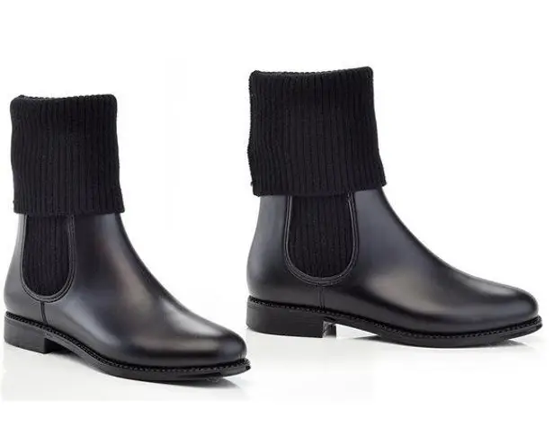 NWT Henry Ferrera Marsala Black Sweater Rain Bootie Boots Size 7