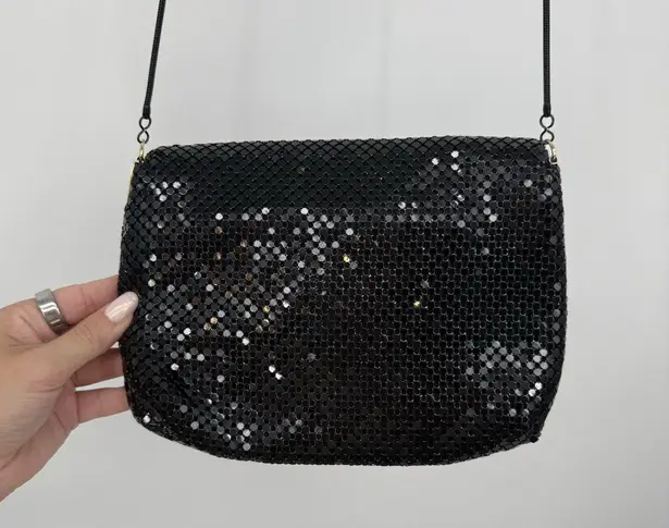 Vintage Black Mesh Metal Crossbody Purse Evening Formal