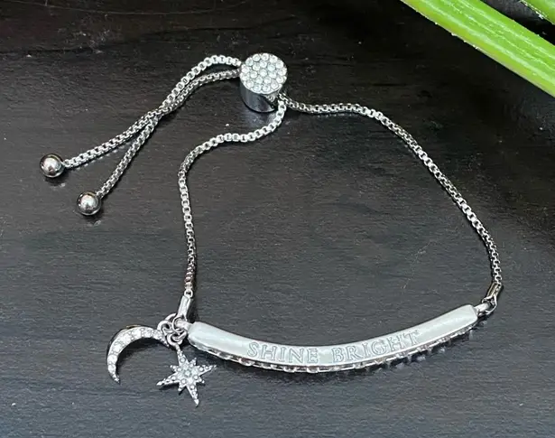 Shine Bright Swarovski Element SilverPlated Celestial Star Moon Slider Bracelet