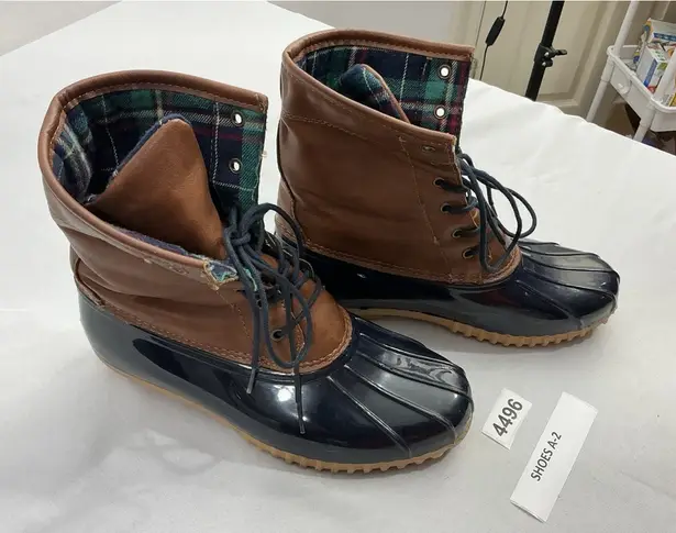 Sporto Womans Duck Boots 10 Brown-blue Lace Up Ankle Height