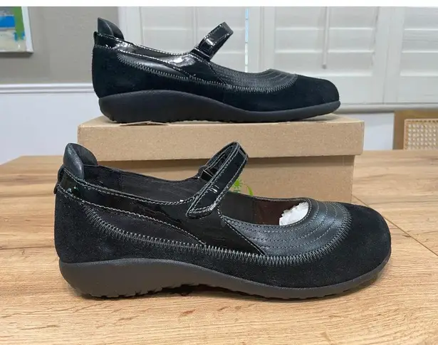 Naot Kirei Mary Jane Black Suede Leather Combo Size 10/11 US 41 EU NIB Versatile