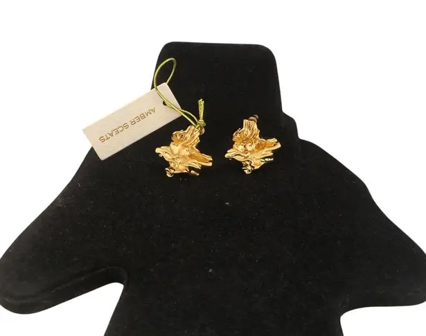 Amber Sceats NWT Textured Sculptural Finish 24K Gold Plating Reese Earrings