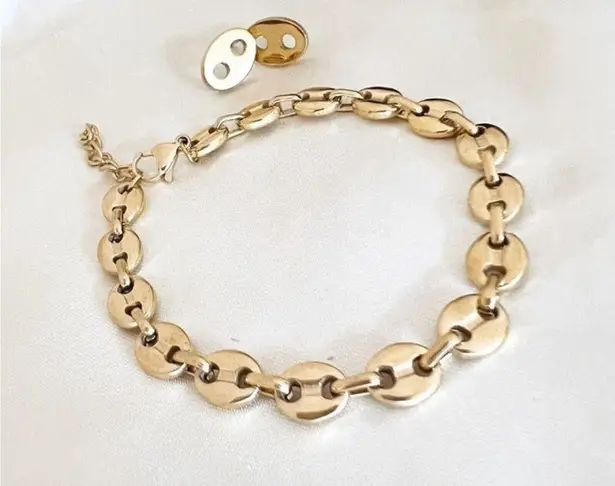 Gold plated Coffee Beans Marina chunky necklace set Bracelets Stainless Steel