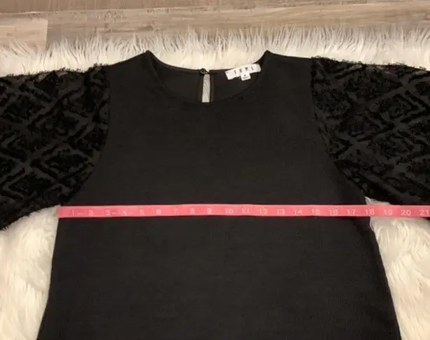 THML knit top with semi sheer wide eyelash sleeves S