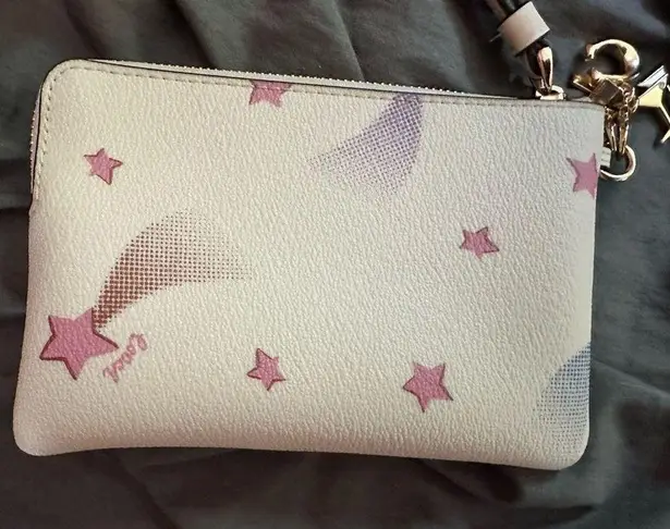 Coach Corner Zip Wristlet With Shooting Star Print and Charms