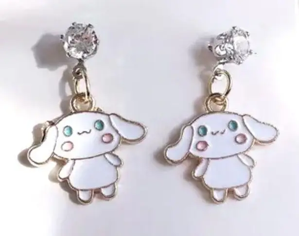 Hello Kitty Cinnamon Roll rhinestone stud earrings  cute anime gift new