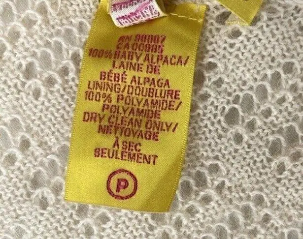 Catherine Malandrino 100% Baby ALPACA Cream Embroidered Vintage Button Top Sz S