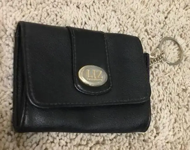 Liz Claiborne Vintage  black ID holder mini wallet keychain