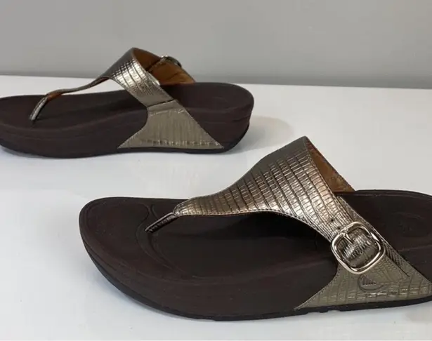 FitFlop The Skinny Leather Metallic Bronze Sandal
