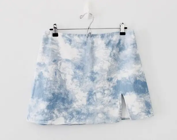 Beginning Boutique Laura Mini Skirt in Tie Dye Denim