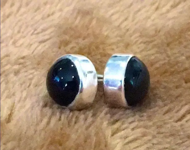 Sterling Silver Stud Bundle - Onyx Cabochon & Mother of Pearl Floral Inlay