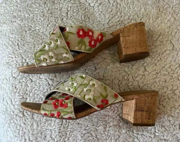 Aerosoles A2 by  Midday Crisscross Boho Floral Heeled Sandal - Size 11W EUC