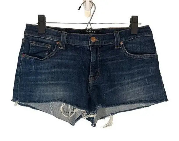 J Brand  Blue Fringe Trim Cut Off Cotton Blend Denim Jean Shorts Women Sz 27