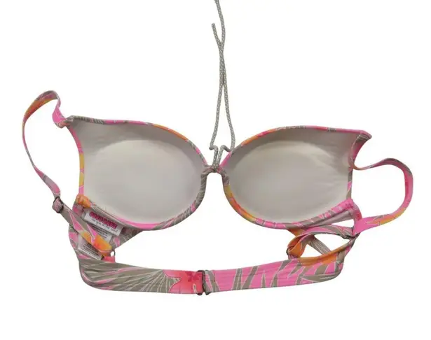 Y2k Cocorave Neon Pink Tropical Bikini Top & Swim Shorts Medium Floral Hibiscus
