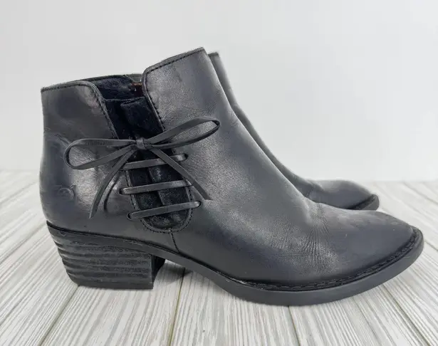 Born boots Bowlen 7.5 ankle bootie lace up western low heel zip black leather