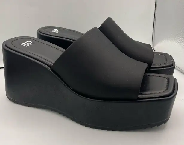 BP leather platform slide black sandals women Size 8.5