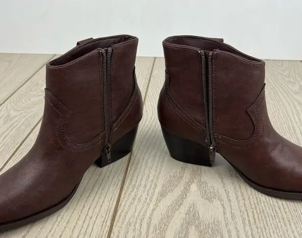 Style & Co Women's Perriee Western Ankle Booties 8M Chocolate Brown Smooth $80 Size 8