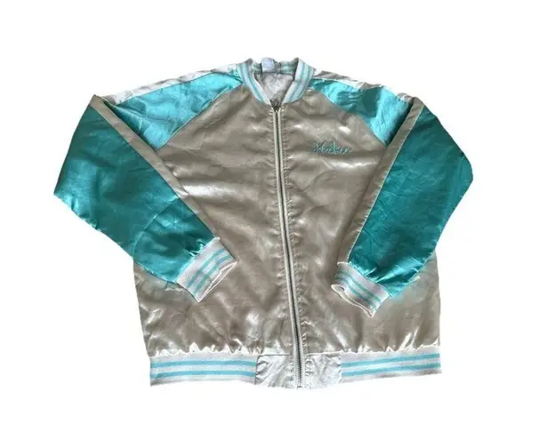 Studio Ghibli Spirited Away Haku Dragon Bomber Jacket Sz M Embroidered Satin Blue Size M