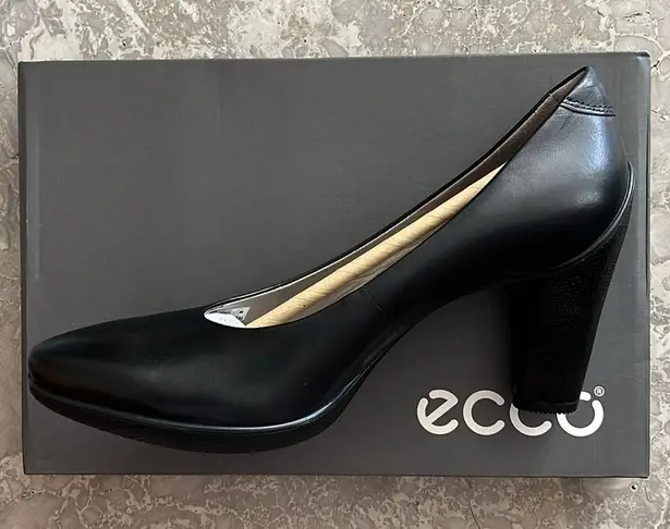 Ecco  Sculptured 75 Black Leather Pump Heels, Size EU 41 | US 10-10.5 New in Box