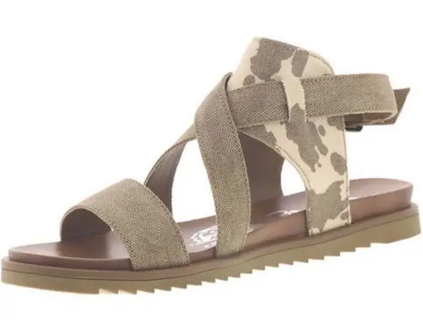 Very G Jayla Tan Cow Print Sandals 6.5 NWOT