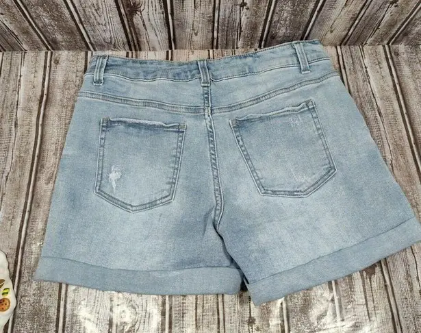 Time & Tru  Light Wash Denim Shorts Mid-Rise Stretch Cotton Waist 30 Sz 10